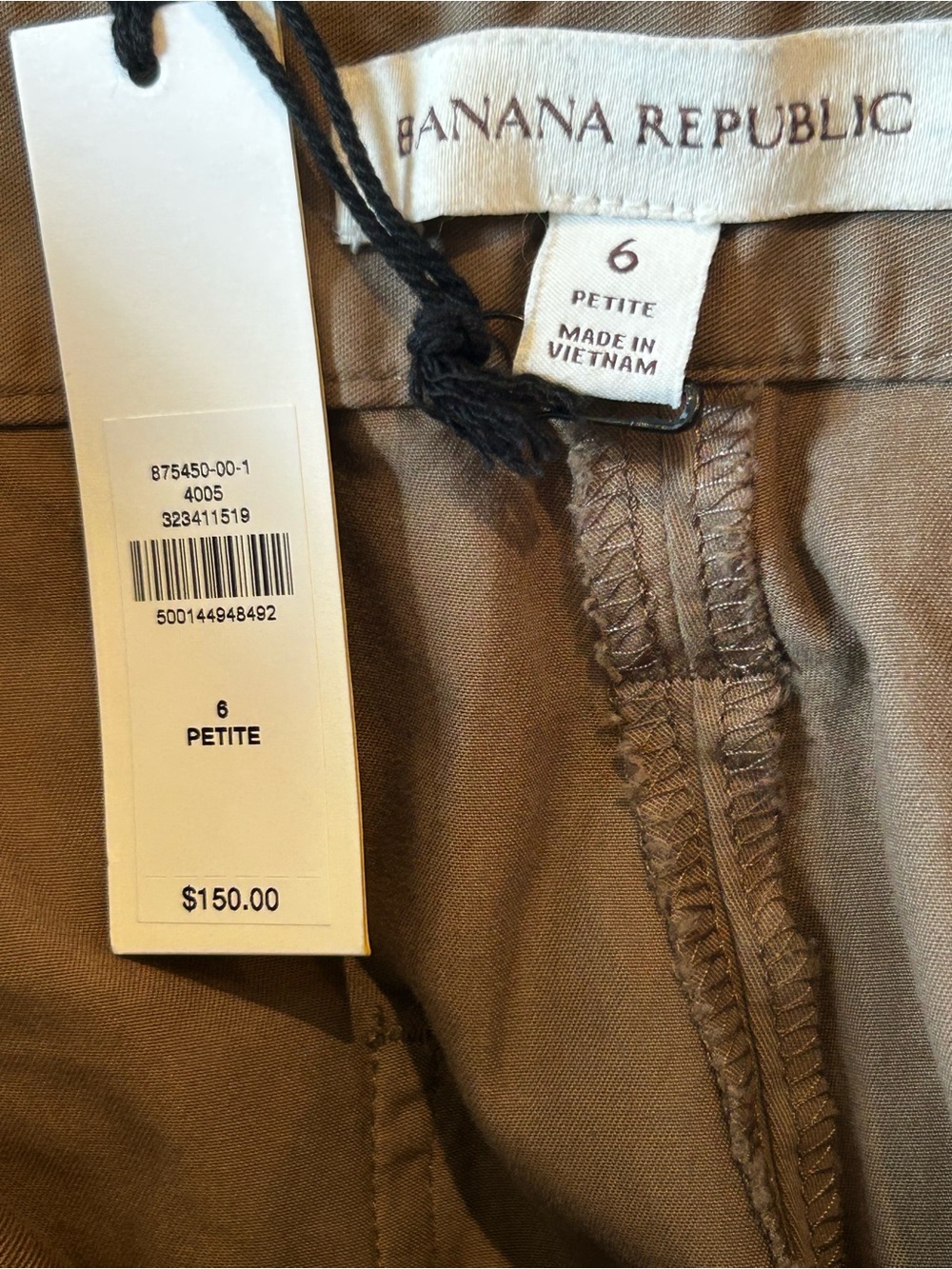 Banana Republic NWT Wrap Panel Wide Leg Pants Petite 6 Belted Khaki - Picture 2 of 9